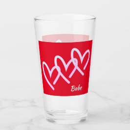 Babe Triple Red Heart Tumbler Glaskopp