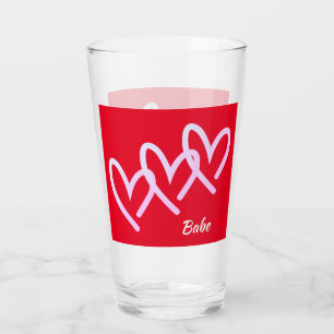 Babe Triple Red Heart Tumbler Glaskopp