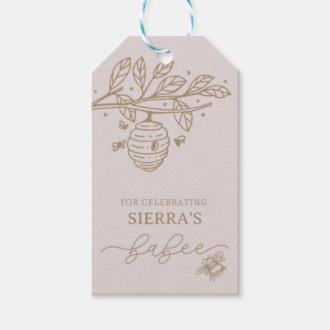 Babee, biinbjudan, Bee-tema Baby Shower, Presentetikett (Framsidan)