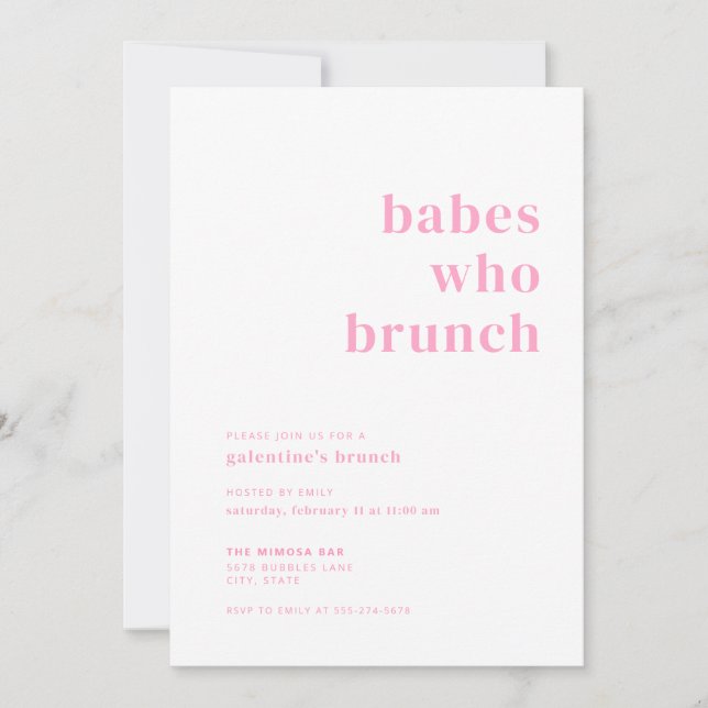 Babes Brunch Galentines-inbjudan Inbjudningar (Framsida)