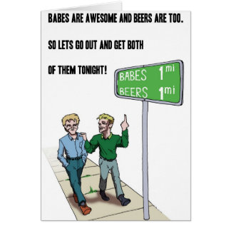 Babes & öl hälsningskort