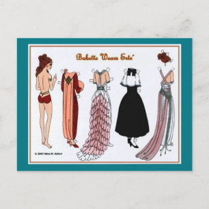 Babette Wears Papper Doll Postcard Vykort