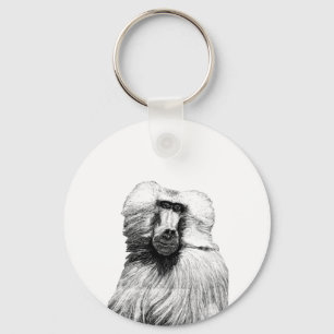 Babian Ape Djungel Safari Illustration natur Nyckelring
