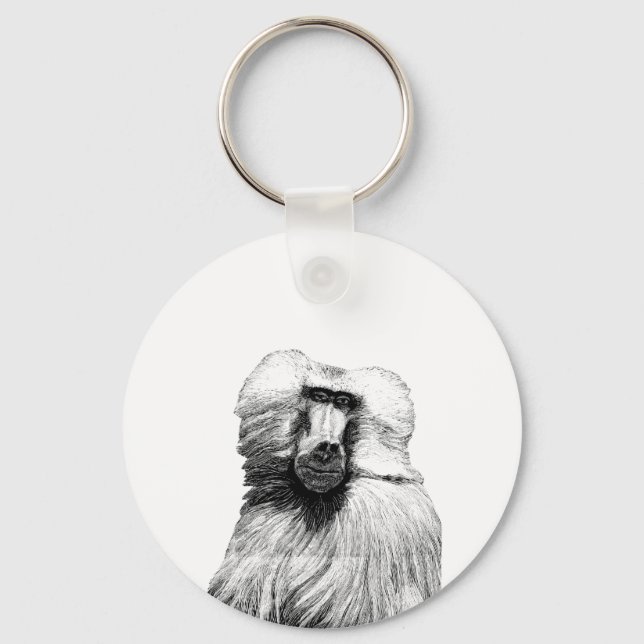 Babian Ape Djungel Safari Illustration natur  Nyckelring (Framsida)