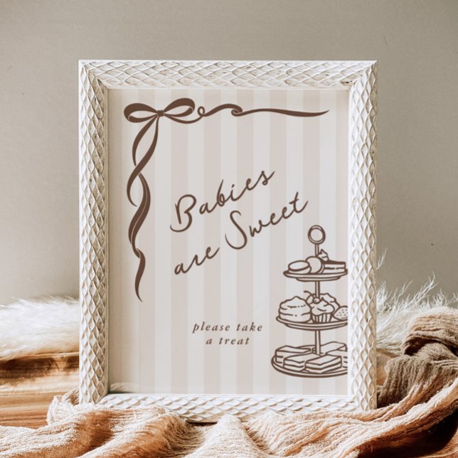 Babies are sweet Bebe Cafe Brown Bow Handdrawn Poster (Skapare uppladdad)