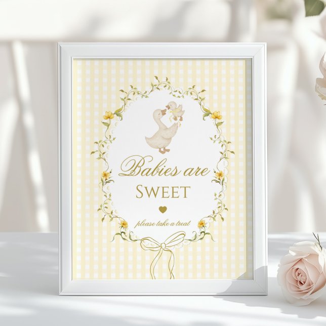 Babies are sweet Silly Goose yellow gingham Poster (Skapare uppladdad)