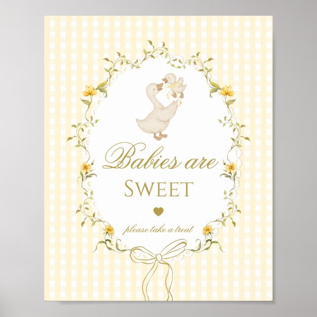 Babies are sweet Silly Goose yellow gingham Poster (Framsidan)