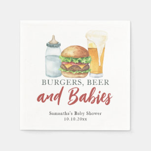 Babies, Burgers och Beer Baby shower Pappersservett