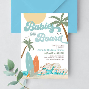 Babies på Board Sprinkle Surf Surfing Baby Shower Inbjudningar