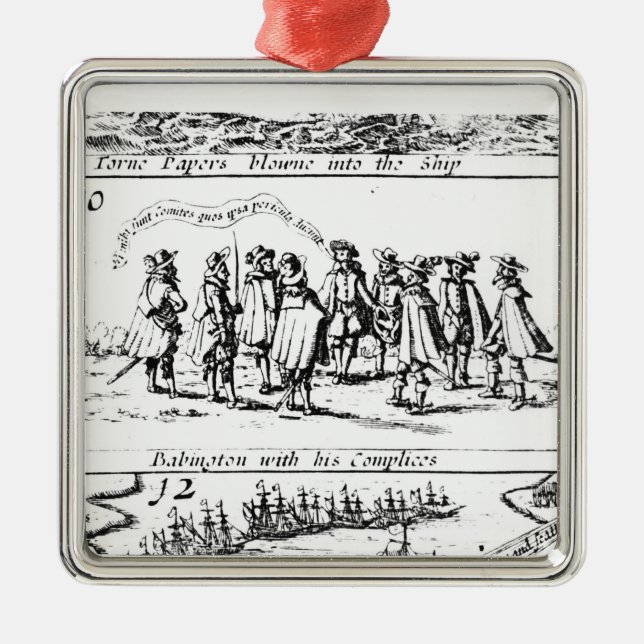Babington och hans medbrottslingar julgransprydnad metall (Framsidan)