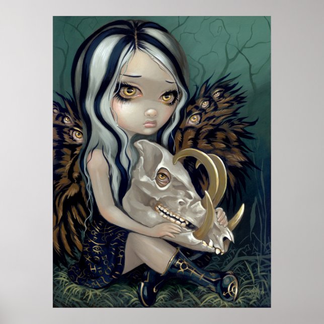 Babirusa Skull Art Skriv ut gothic Fairy lowbrow Poster (Framsidan)