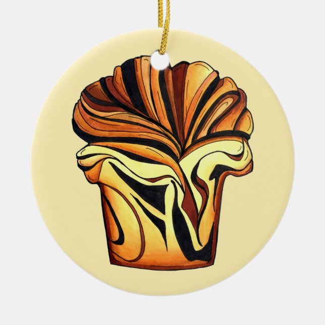 Babka Chocolate Bread Slice Loaf Jewish Bakery Julgransprydnad Keramik (Framsidan)