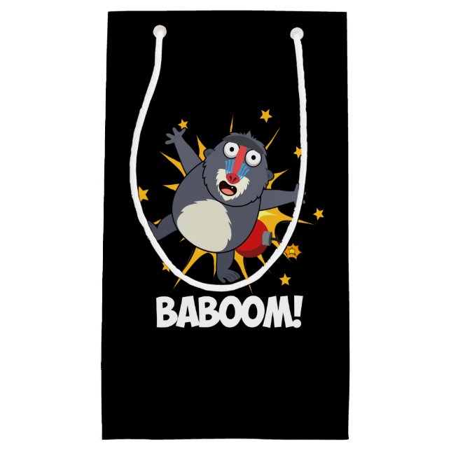 Baboom Funny Exploding Baboon Pun Mörk BG (Framsidan)