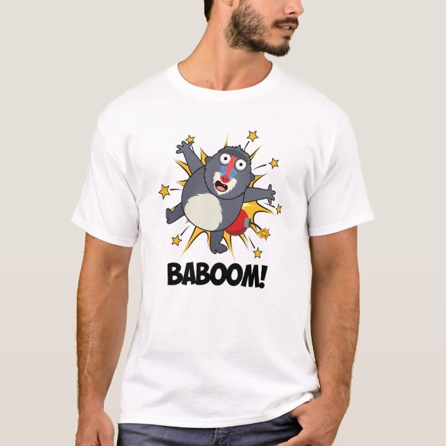 Baboom Funny Exploding Baboon Pun T Shirt (Framsida)