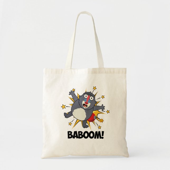 Baboom Funny Exploding Baboon Pun Tygkasse (Framsidan)