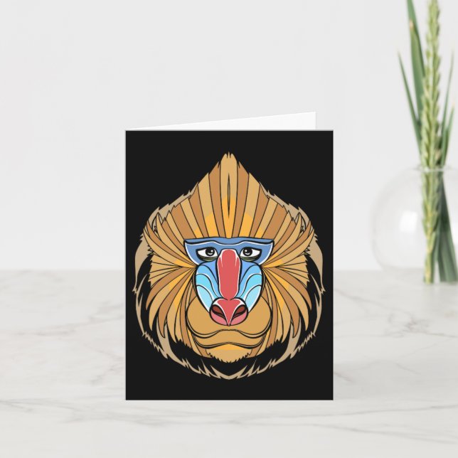 Baboon Ansikte Halloween Scary Baboon Monkey Kort (Framsida)