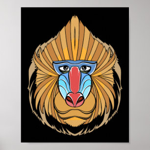 Baboon Ansikte Halloween Scary Baboon Monkey Poster