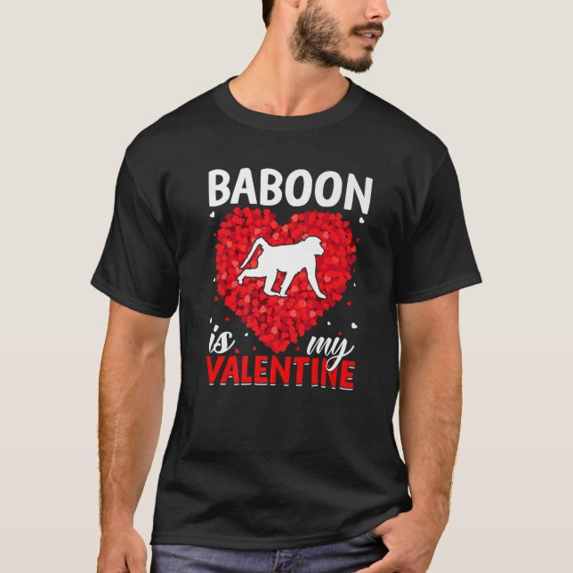 Baboon är min hjärtans själ Baboon Valentines Da T Shirt (Framsida)