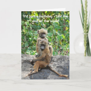 Baboon Birthday card, över backe Helgkort