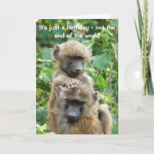 Baboon Birthday card, över backe Helgkort