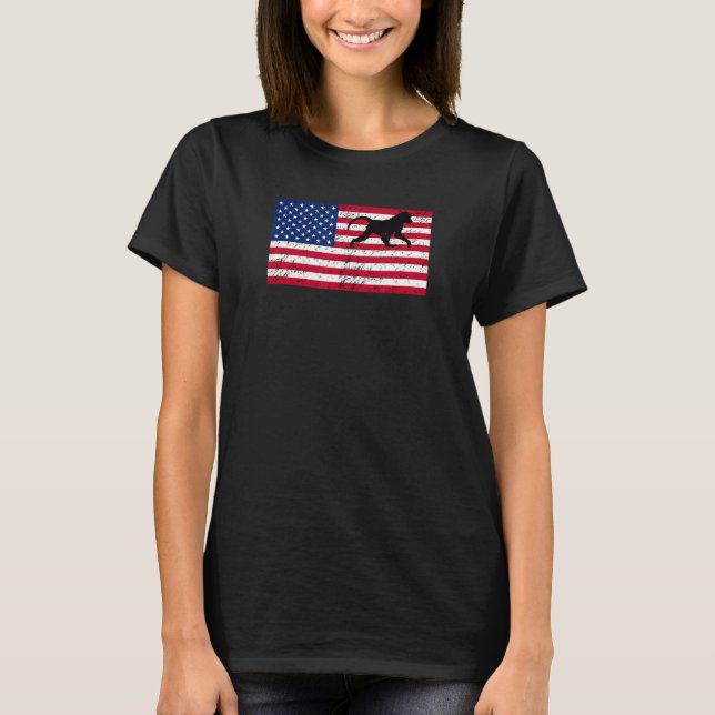 Baboon Patriotic American Flagga T Shirt (Framsida)