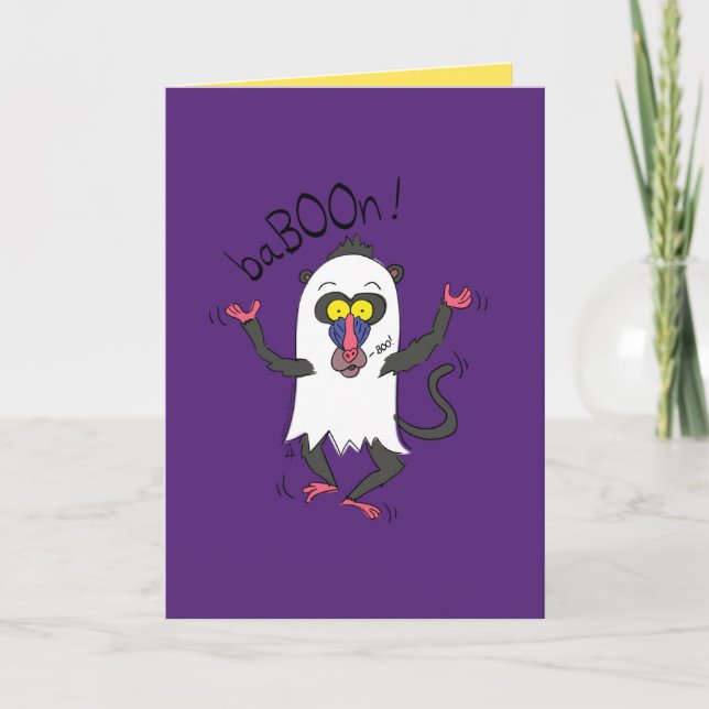 BaBOOn - Roligt Halloween-apapa gratulationskort Kort (Framsida)