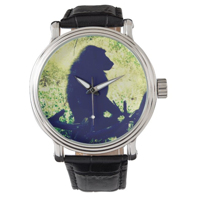 Baboon Silhouette Armbandsur (Framsida)