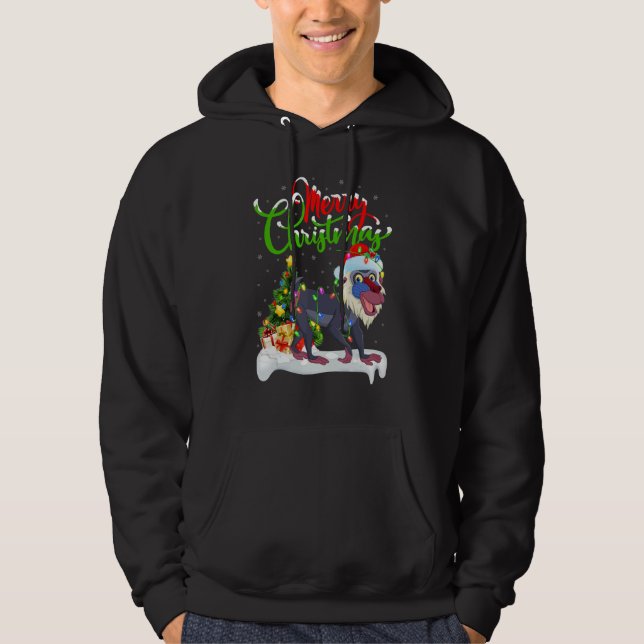 Baboon   Xmas Decorations Santa Baboon Christmas Hoodie (Framsida)