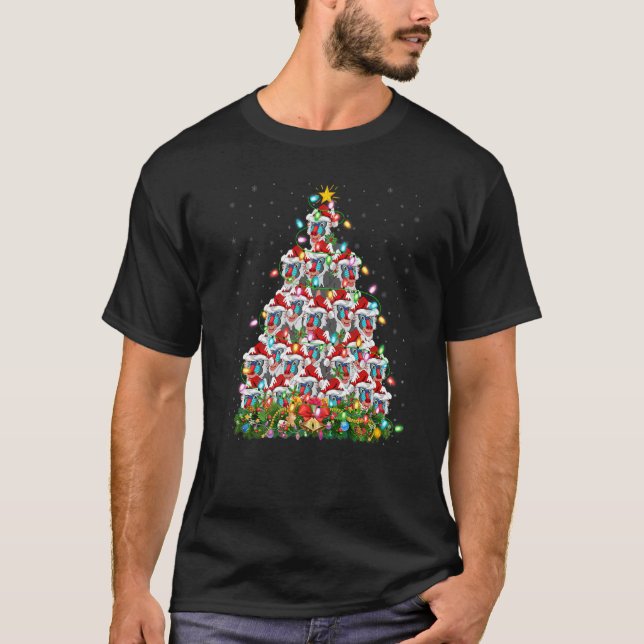Baboon  Xmas Lights Santa Baboon Christmas Tree T Shirt (Framsida)