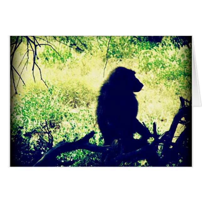 BaboonSilhouette Hälsningskort (Framsidan Horizontal)