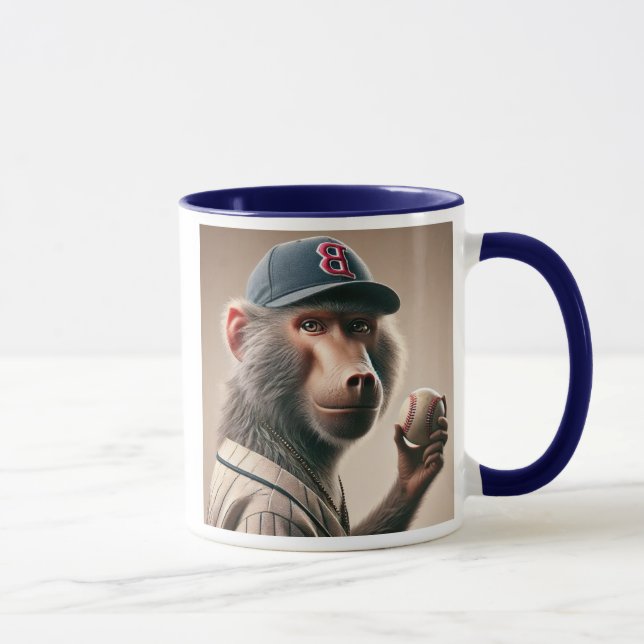 Babouin joueur de baseball avec casquette. mugg (Höger)