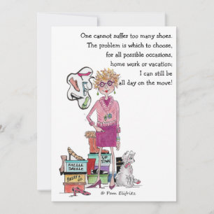 Babs har Shoes, drömmar om mer,   Färg sketch  Julkort