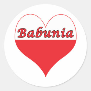 Babunia polska Heart Runt Klistermärke