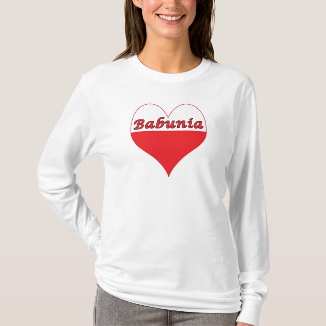 Babunia polska Heart Tee Shirt (Framsida)