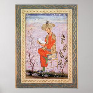 Babur Reading, Mughal Poster