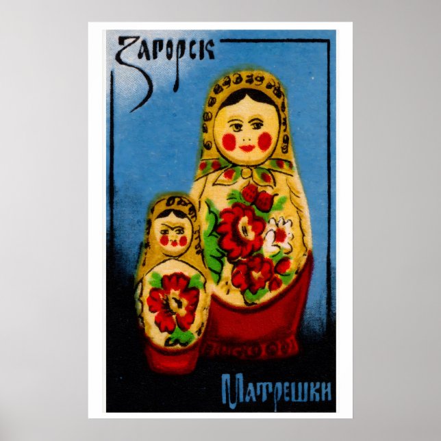 Babushka Docka - Matchboxtryck - Tjeckisk Väggkons Poster (Framsidan)