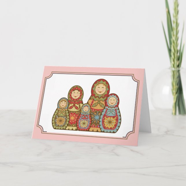 Babushka Greeting Card - "Lycklig smiles" Kort (Framsida)