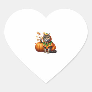 Babushka Halloween Cat Pumpkin Hjärtformat Klistermärke
