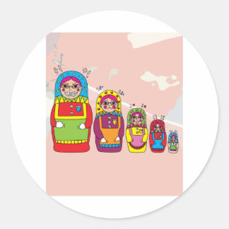 Babushka Russian Wooden Dolls Runt Klistermärke
