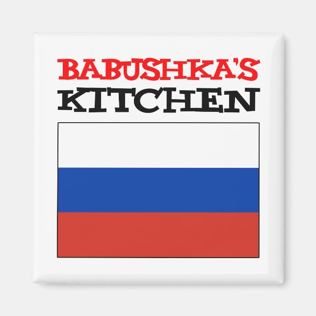 Babushka's Kitchen Russian Flagga Magnet (Framsidan)