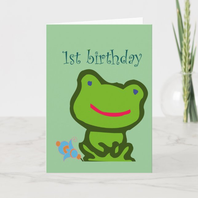 Baby 1:a födelsedag Frog Kort (Framsida)