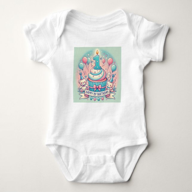 Baby, 1:a födelsedag med ädel ballonäst t shirt (Framsida)