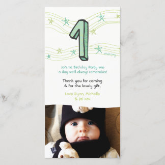 Baby 1:a födelsedag nummer 1-Tack - fotokort Tack Kort