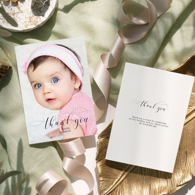 Baby 1:a födelsedag Tack för Eleganten Skriptmedde (Skapare uppladdad)