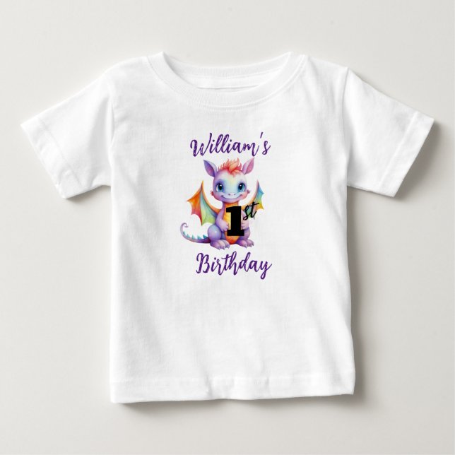 Baby 1:a födelsedagen: Dragon T-Shirt (Framsida)