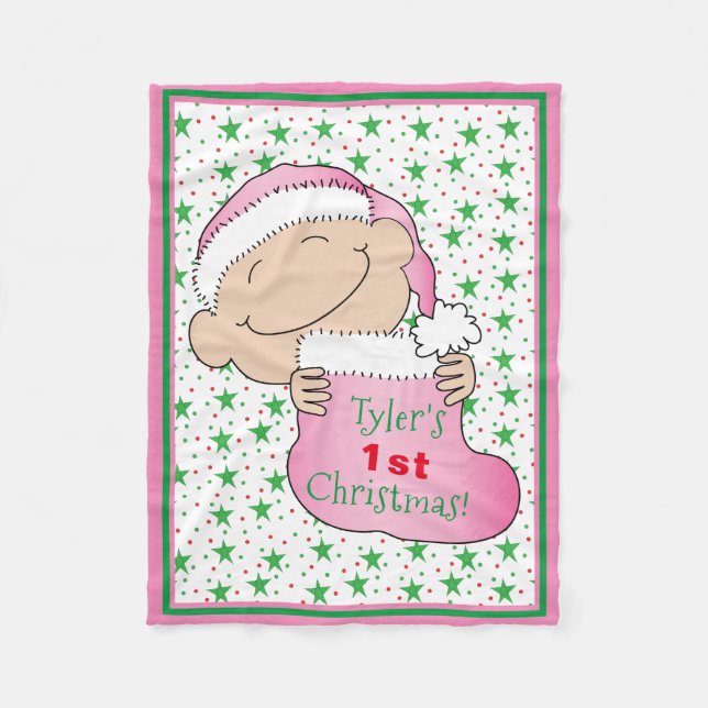 Baby 1:a jul/Rosa Fleece Blanket (Framsidan)