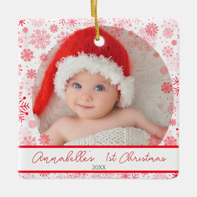 Baby 1:a Julblunda Julgransprydnad Keramik (Framsida)