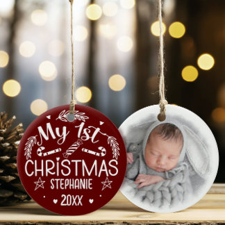 Baby 1:a juldekretet julgransprydnad keramik