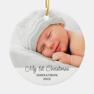 Baby 1:a julen Foto Namn prydnad Julgransprydnad Keramik
