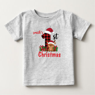 Baby 1:a julen rutmönstrad ren barntröja t shirt